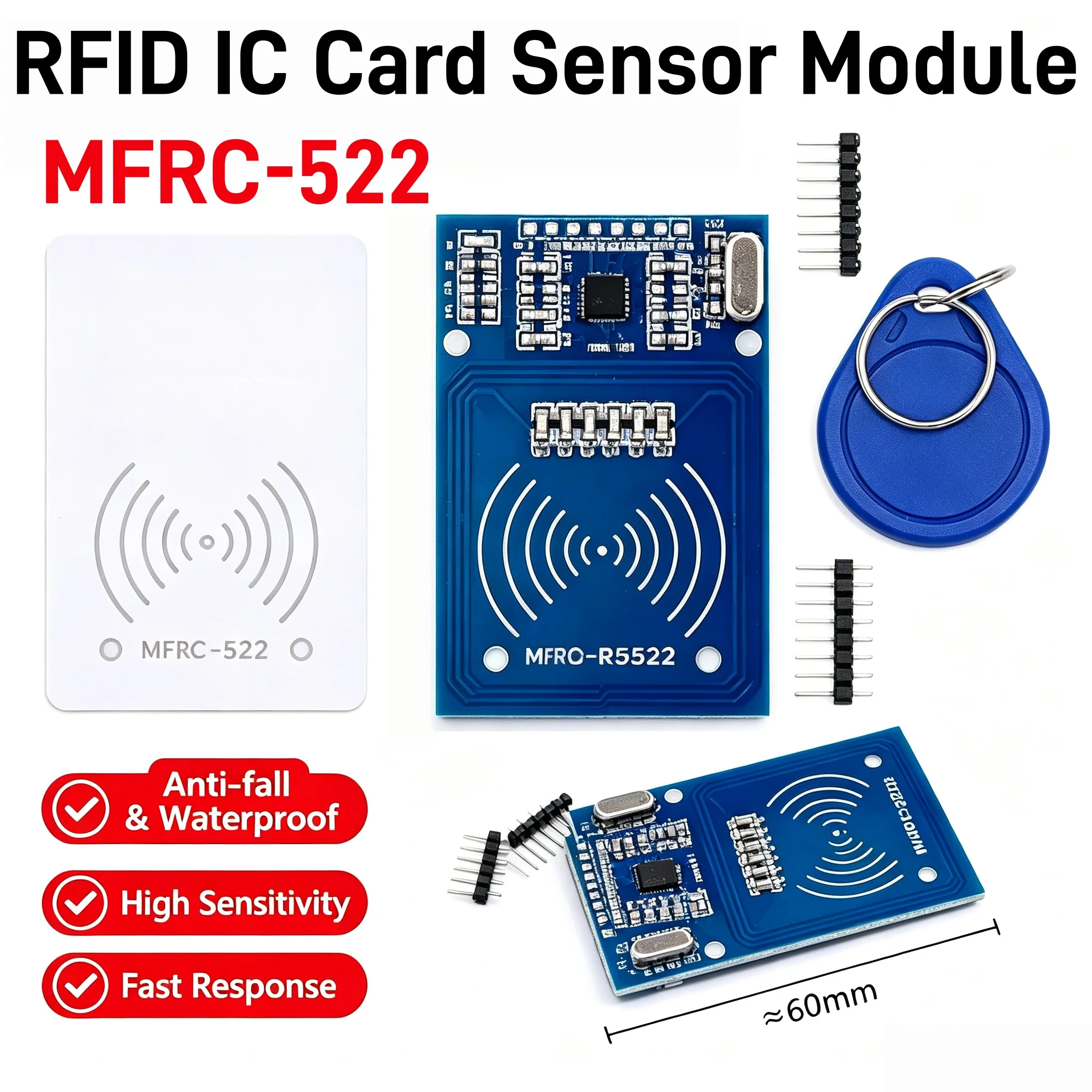 1‑10PCS MFRC‑522 RFID IC Card Sensor Module Anti‑Fall Waterproof Sensitive Reader For Arduino DIY Project