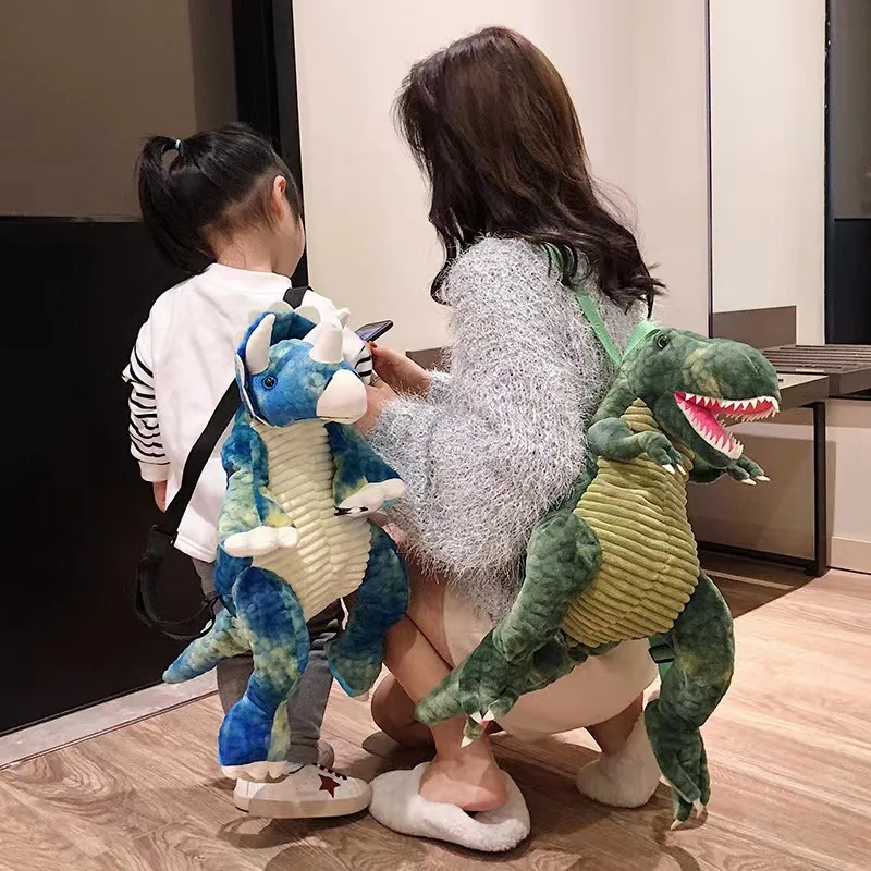 Cartoon Plush Simulation Dinosaur Backpack Bag Doll Tyrannosaurus Backpack Female Winter Furry Bag Birthday Gift