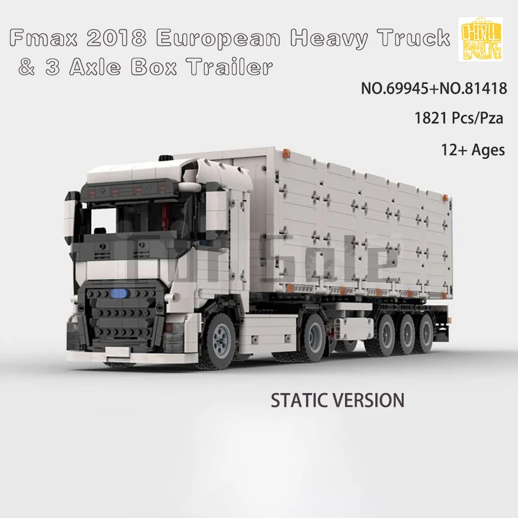 

Moc NO.69945 European Heavy Truck And NO.81418 3 Axle Box Trailer Model With PDF Drawings Blocks Bricks DIY Toys Gifts