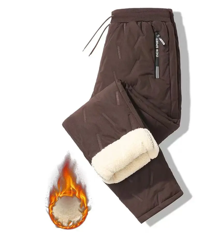 

Lamb fleece men's cold resistant casual pants ultrasonic cotton pants