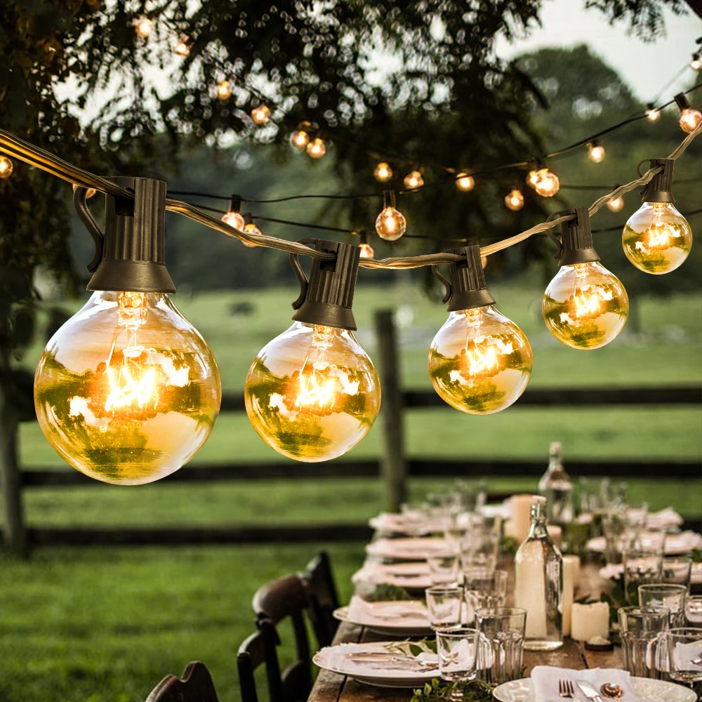 Guirnalda de luces de hadas para exteriores, guirnalda de luz de Navidad para Patio, fiesta al aire libre, decoración de boda y jardín, 100 pies, 50 pies, 25 pies