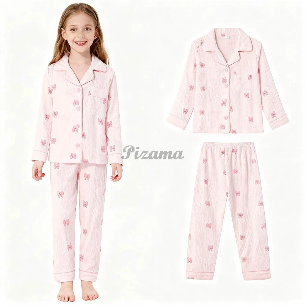 Spring Autumn Winter Teen Girls Pajamas Sets Children 2 Piece Full Sleeve Loungewear Kids Pyjamas Button Down Pijama Teen Niña
