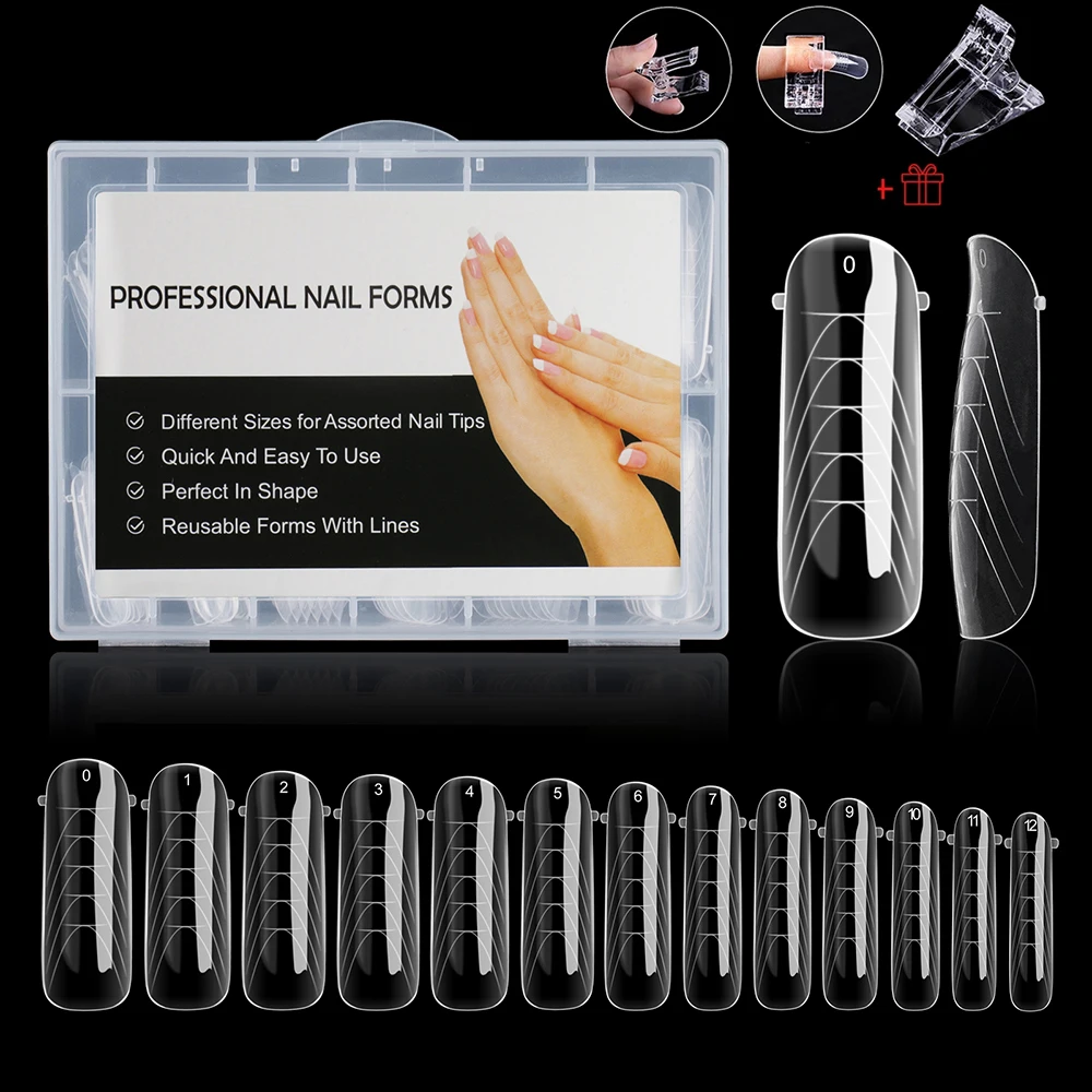 TP 12/130pcs Dual Nail Forms For UV Gel Quick Building Extension Upper Forms Nails Art Tools