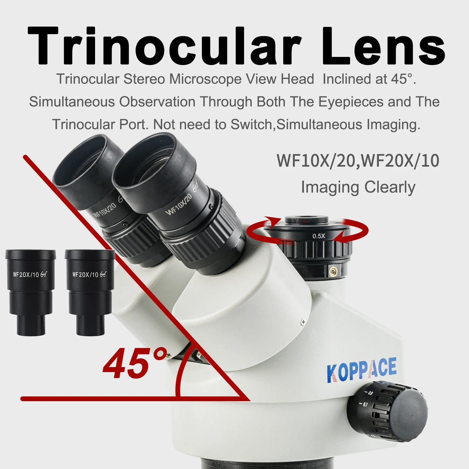 KOPPACE 3.5X-180X قياس Micromirror 2K HD دعم التصوير لالتقاط الصور ومقاطع الفيديو