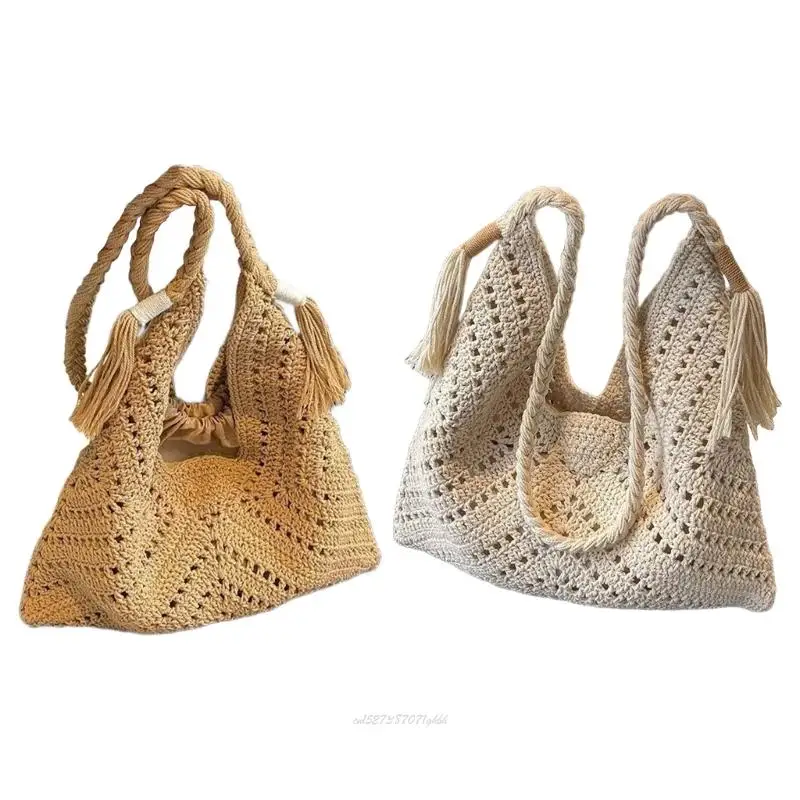 

X5XA Stylish Cotton Woven Shoulder Bag Multipurpose Casual Office Beach Accessory