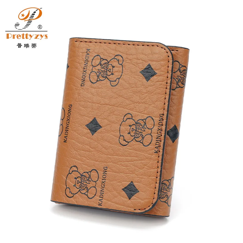 

Women's Cute Wallet Bear PU Leather Casual Card Holder Female Girl's Coin Pouch Women Tri-fold Cartoon Short Wallet