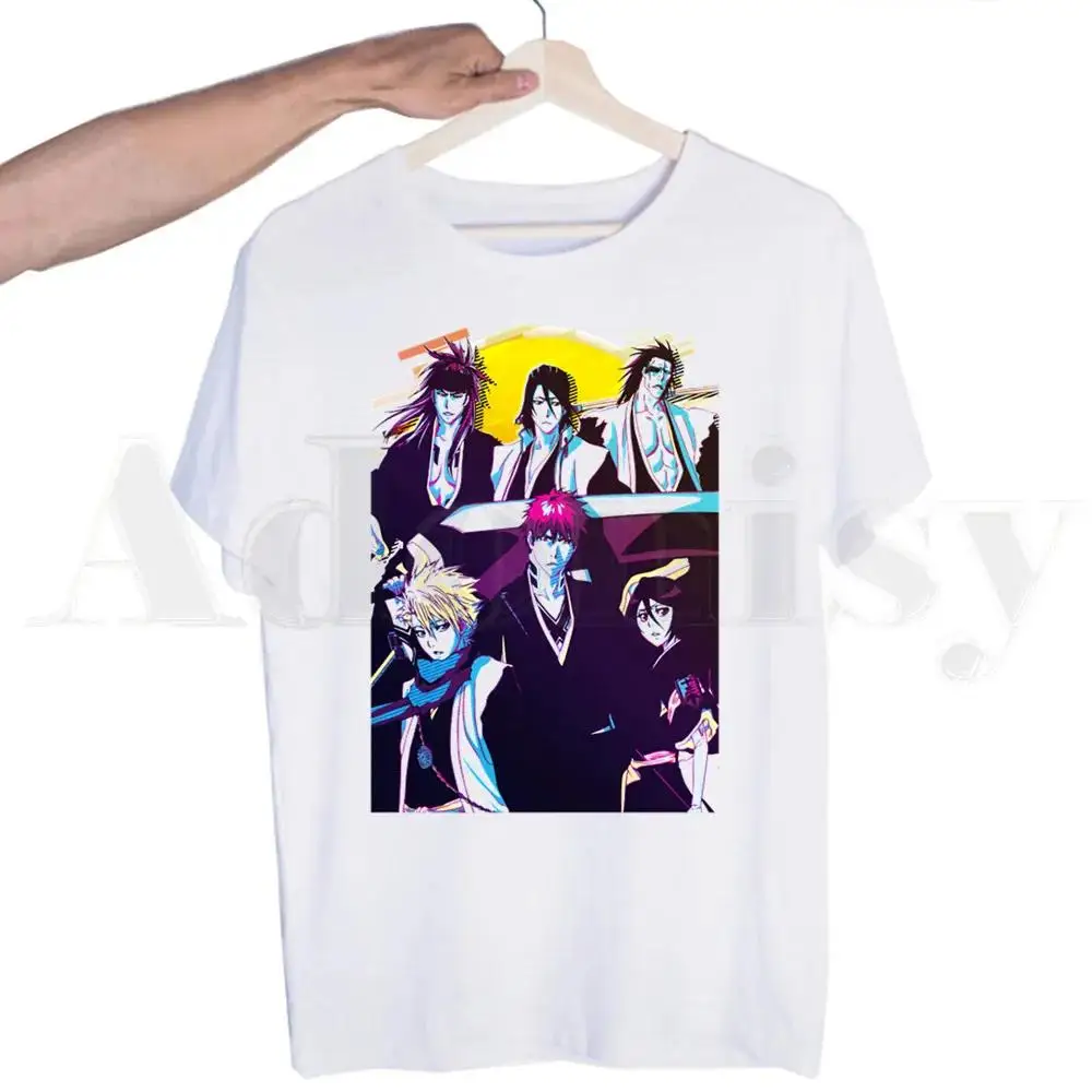 Japońskie Anime wybielacz Manga Ichigo Kuchiki Byakuya T Shirt męski moda damska Harajuku Streetwear krótki rękaw Plus rozmiar Unisex