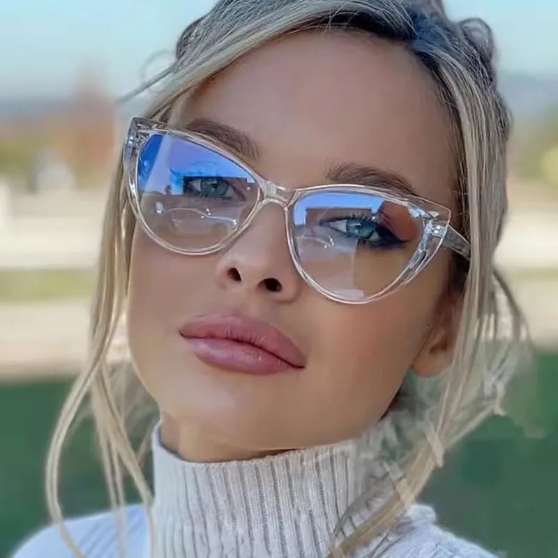 مكافحة نظارات الضوء الأزرق عالية الجودة القط العين نظارات المرأة مثير موضة النظارات الضوء الأزرق حجب رجل سيدة الكمبيوتر النظارات #1