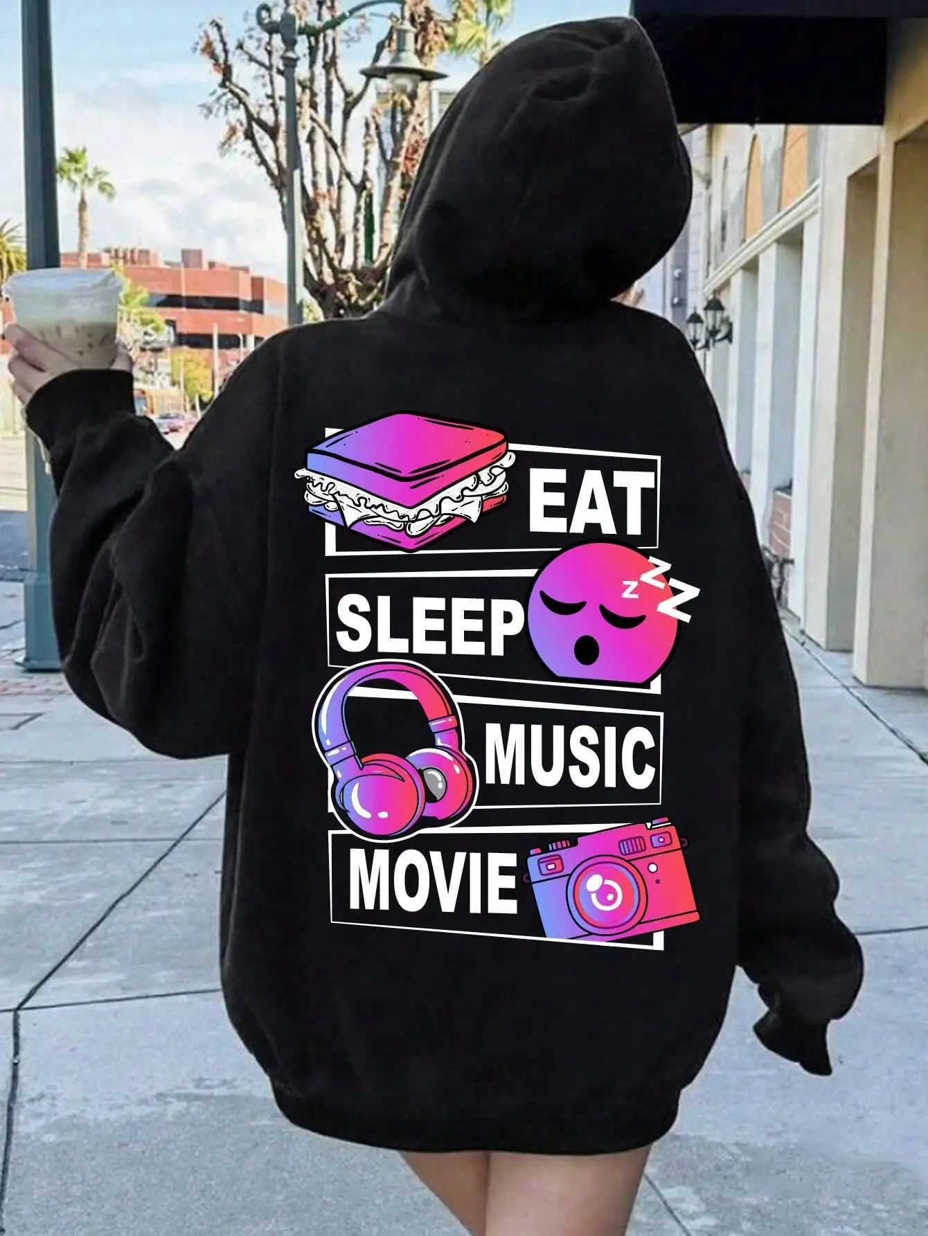 Fun cartoon print Female Hoody Harajuku Comfortable Sweatshirts Fashion O-Neck Quality Hooded Autumn Warm Streetwear Women