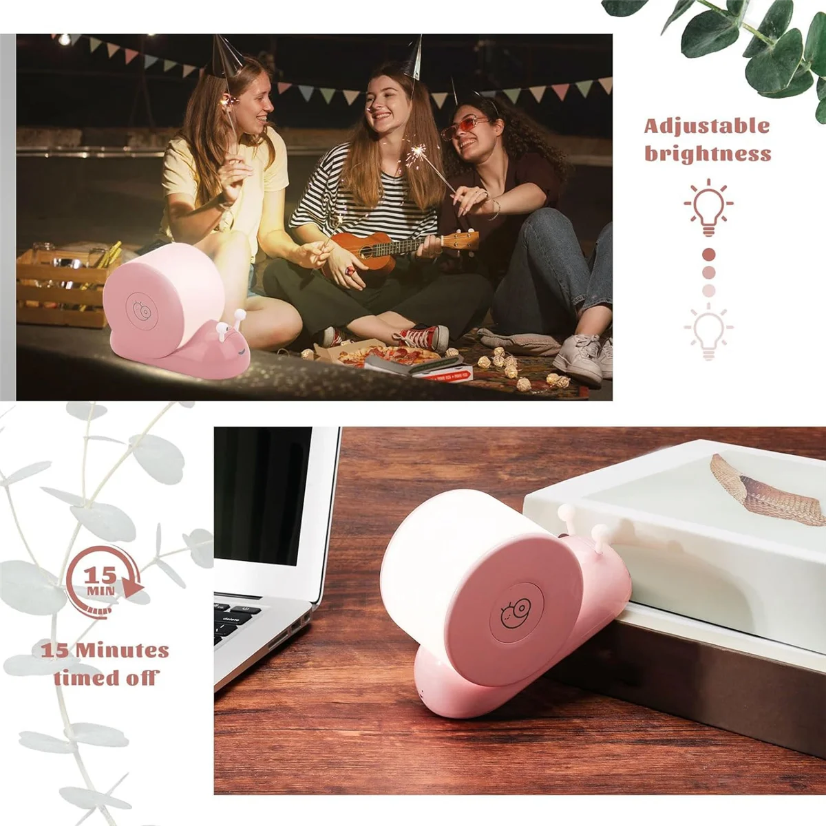 

Snail Night Light, Cozy Snail Shape Cute Magnetic Desk Lamp for Bedroom Kitchen, Room Decor Gifts for Teens-Pink