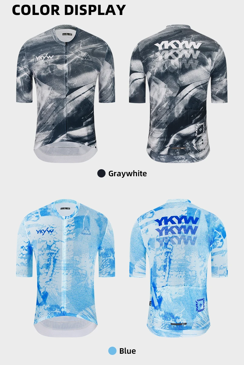 YKYWBIKE Herren Radtrikot Kurzarm Sommer Rennrad Kurzes Shirt Fahrrad-Oberteil MTB Maillot Ciclismo Kleidung Farbverlauf – Detail 16