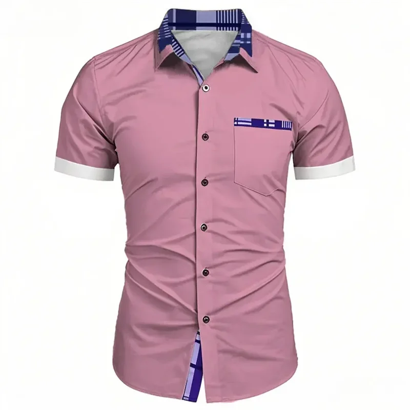 Men's short-sleeved shirts, high-quality business casual formal wear for parties, 8 colors of wrinkle-free lapels, tops