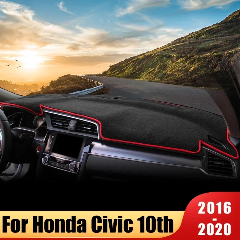 For Honda Civic 10th Gen FC FK 2016 2017 2018 2019 2020 Car Dashboard Cover Mat Sun Shad Avoid Light Pad Instrument Panel Carpet