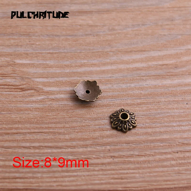 60pcs 8*9mm Two Color Receptacle Hollow Small Flower DIY Spaced Jewelry Accessories Charms For Jewelry Making