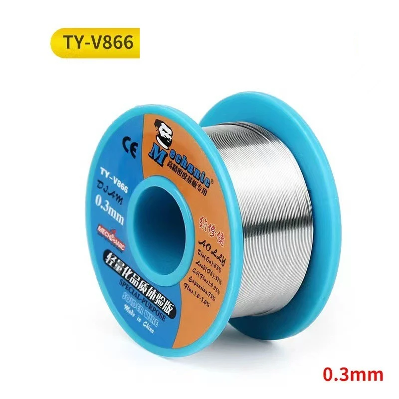 TY-V866 0.2-1.0mm Rosin Core High Purity Solder Wire 183°C for Mobile Phone Motherboard Repair Welding Solder Wire Tool