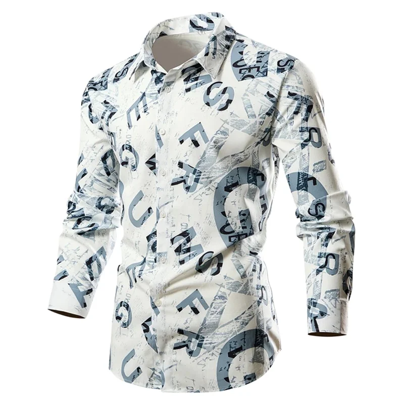 

Mens Long Sleeve Shirts Camisa Varon Chemises Tops 2025 Luxury Designer Letter Printed Social Business Dress Men Oversize Shirt