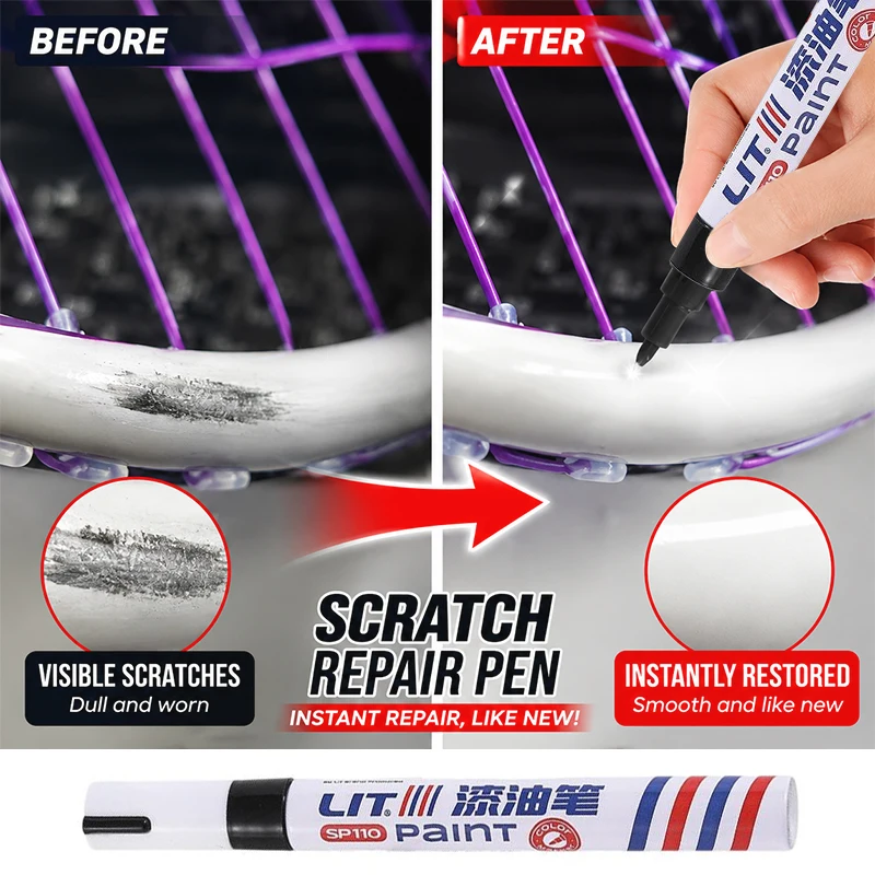 Fast Dry Racket Touch Up Paint Pen Waterproof Scratch Repair Tool for Badminton Tennis Racket Daily Care