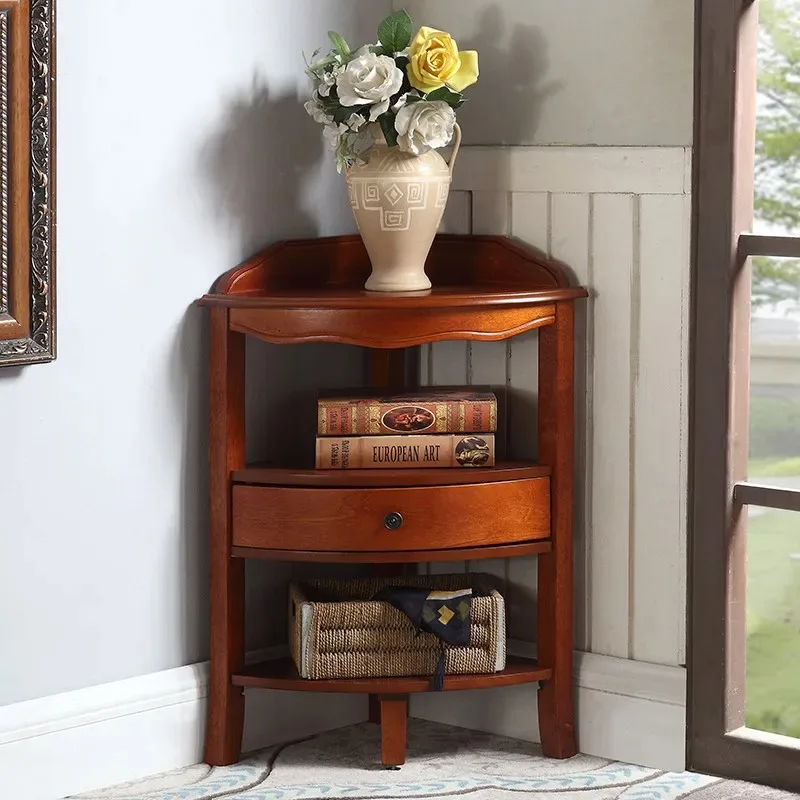 Corner Cabinet Triangle Corner Shelf Solid Wood Floor Standing Storage Rack Modern Dining Room Entryway Home Furniture