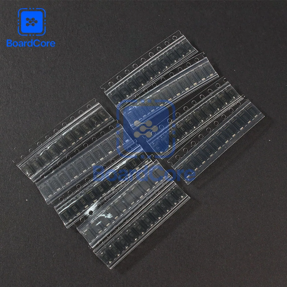 90/180PCS 9Values SMD Diode Kit 1N4007/1N4001/1N4004 Rectifier Diodes + SS14/SS16/SS24 Schottky Diodes for Electronic DIY Repair