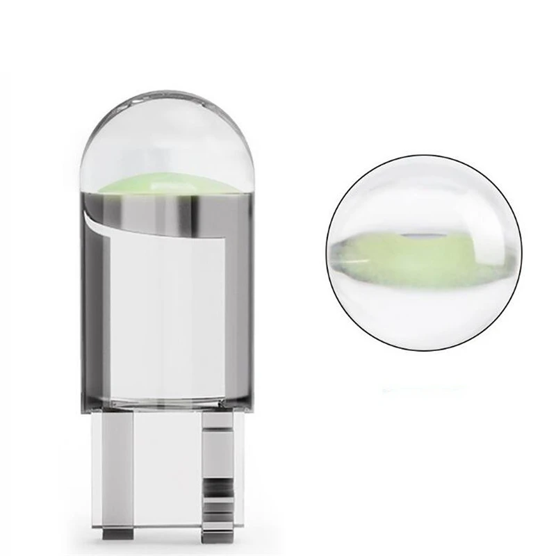 Car LED T10 W5W Canbus Glass COB 6000k Reading Light Auto Door License Bulb 194 192 168 DC 12V White Blue Red Side Marker Lamp