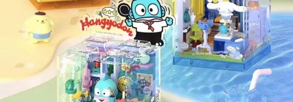 Area-X Anime Sanrio Building Blocks Mini Shop Hello Kitty Kuromi Cinnamoroll Model Decoration Surprise Toys