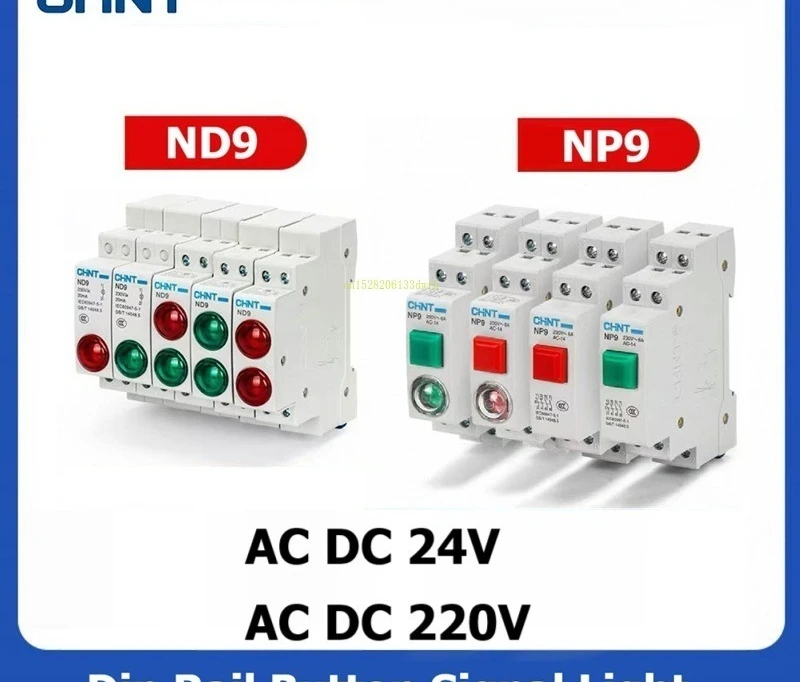 ＹＡＯ　 Rail Type Button Switch with Self Resetting NP9-22/1 2 Red Green AC DC 24V 220V ND9 Signal Light