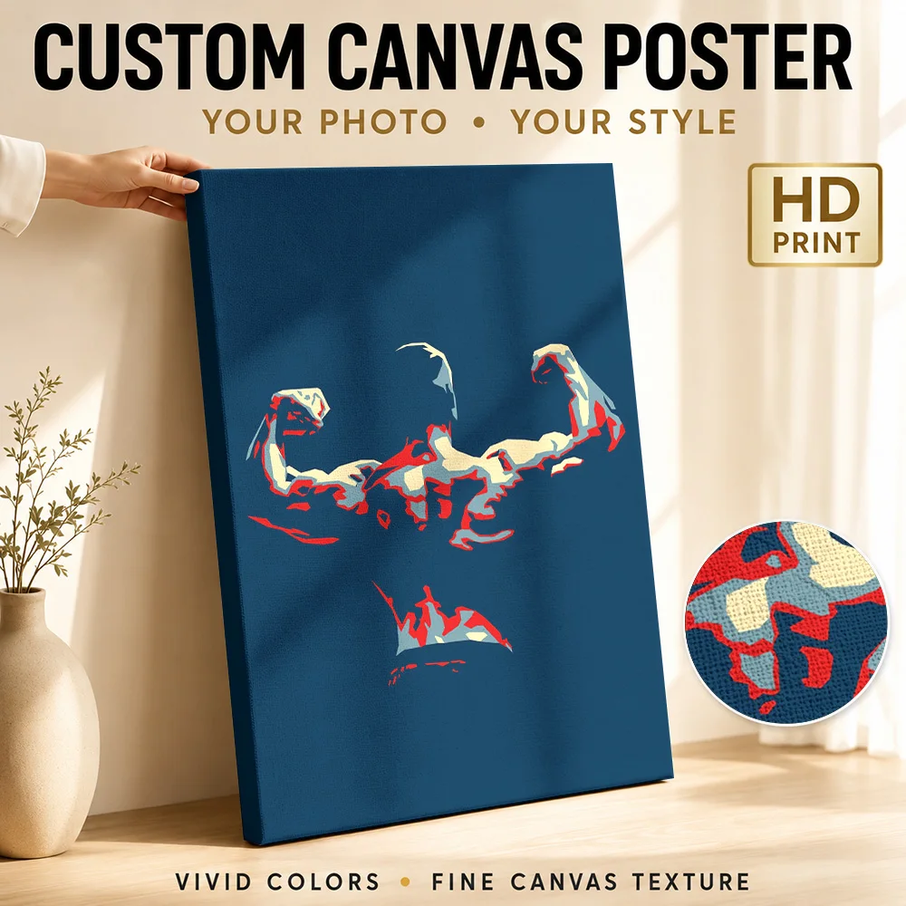 Gym Muscular Figure Silhouette Canvas Poster Custom Modern Aesthetic Canvas Wall Art for Bedroom Decor Ready to Hang Home Gift