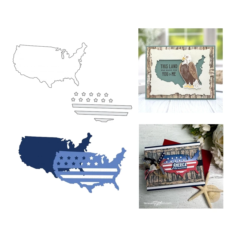 United States of America Map Metal Cutting Dies Scrapbooking for Paper Making Frames Card Craft No Stamp