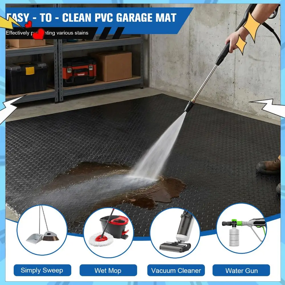 

7.9x21/32.8 FT Garage Floor Mat 2.5mm Non-Slip Floor Mat Diamond Plate PVC for Truck Trailer SUVs Van Golf Cart Motorcycle