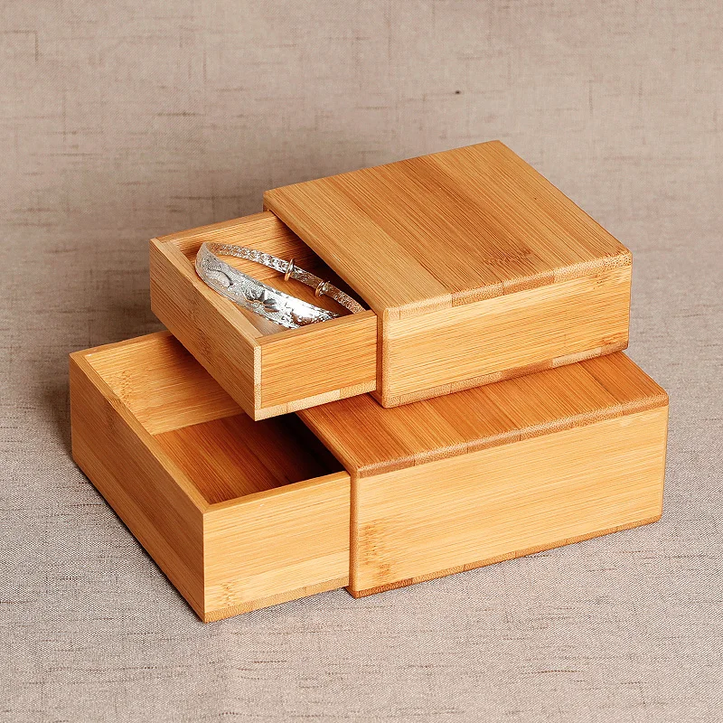 High grade exquisite jewelry box bracelet string Buddha beads storage mini packaging bamboo box custom gift bathroom organizer