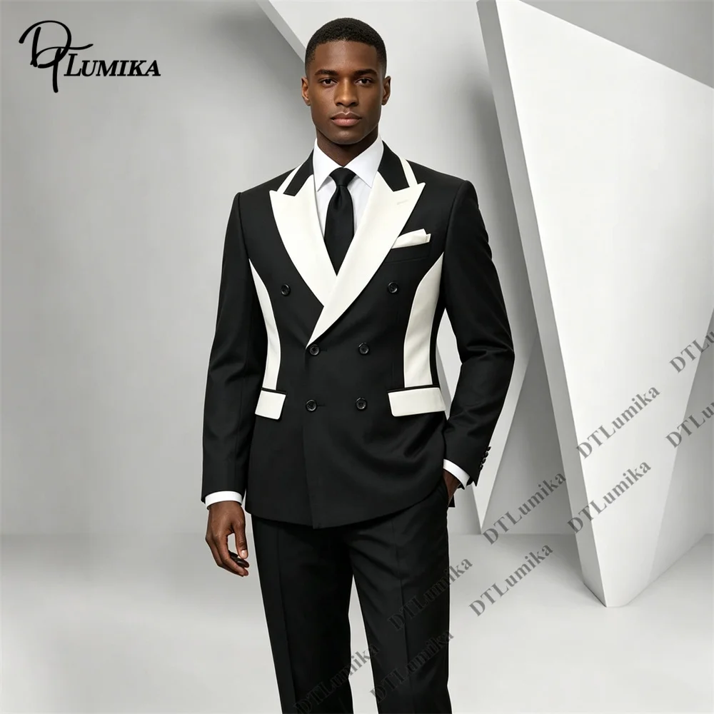 Geometric Color Block Men Suit 2 Piece Blazer Pants Formal Pageant Prom Party Tuxedo Customized Wedding Groom Suits XXS-7XL