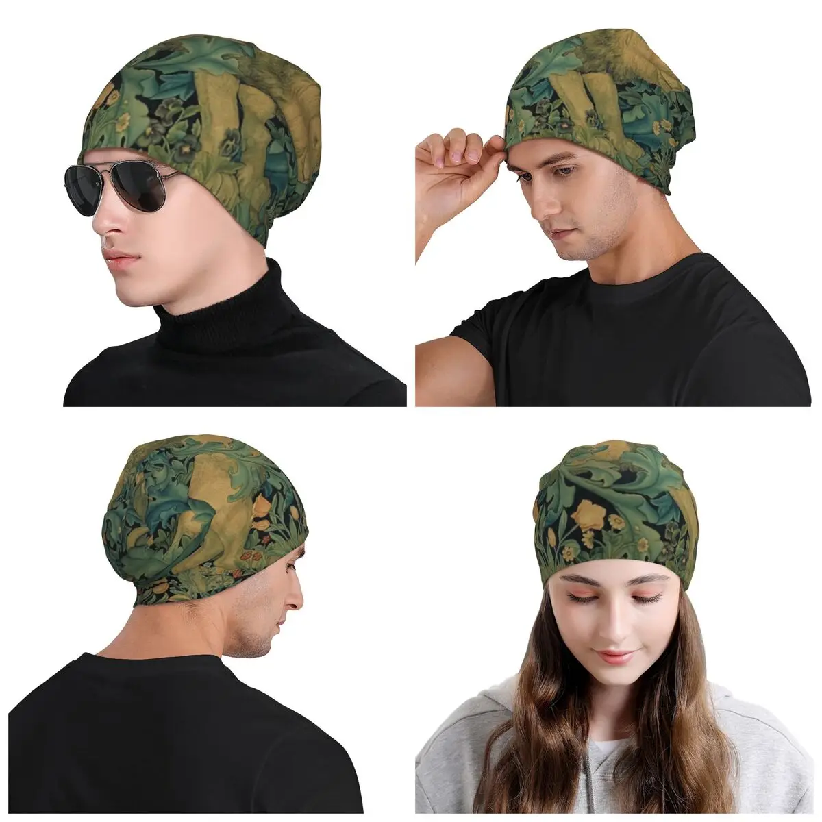 The Forest Animals By William Morris Skullies Beanies Caps Fashion Winter Warm Knitted Hats Unisex Lion Antique Bonnet Hats