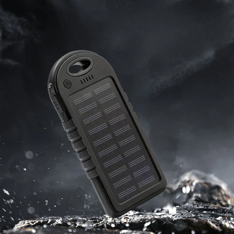 Solar Energy Portable Charger Power Bank 5000mAh External Battery Double USB Life Waterproof Powerbank For  Xiaomi Samsung