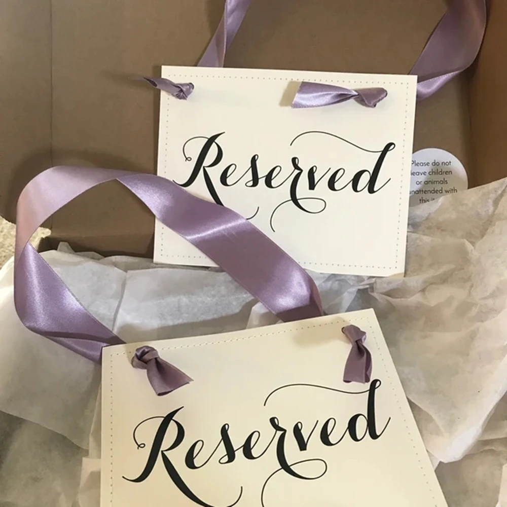 Set of 2 Reserved Signs for Weddings & Events | Two Chair and Row Reserved Banners