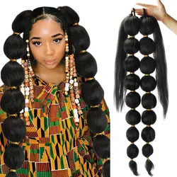 Bubble Ponytail Extension for Black Women, Long Braided Ponytail Extension, Afro Puff Ponytail, Protective Style, Black Ponytail