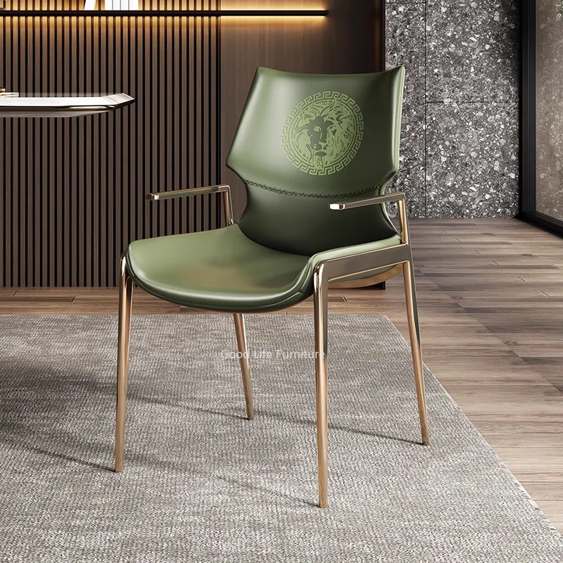 

Italian Light Luxury Dining Chair Home Simple Modern Chair Stainless Steel Back Armchair Sales Department Restaurant Chair