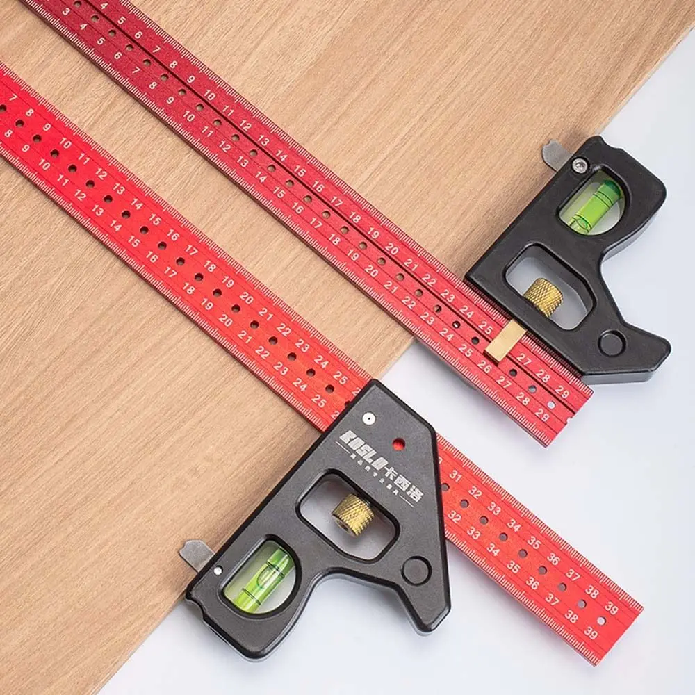 30/40cm Combination Right Angle Ruler Adjustable Movable Level Gauge with Bubble Measuring Tools Square Ruler Woodworking