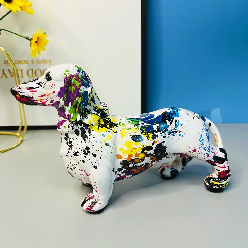 1 piece colorful dachshund figurine animal dog, home decoration living room bedroom bookshelf dining table table top decoration.