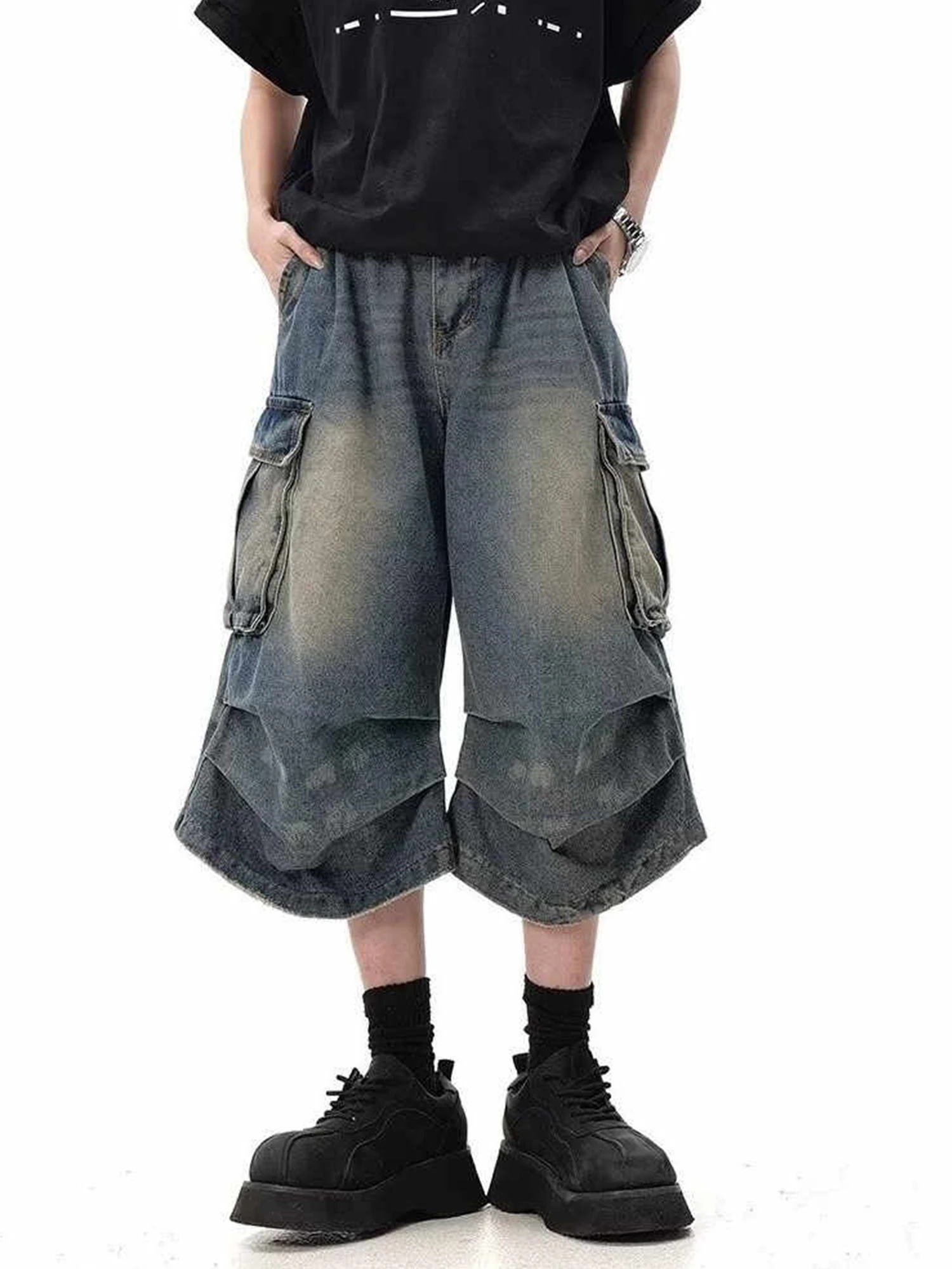 

Women's Baggy Calf Length Cargo Jeans Harajuku Y2k Boyfriend Denim Trousers Japanese 2000s Oversize Jean Pants Vintage Clothes