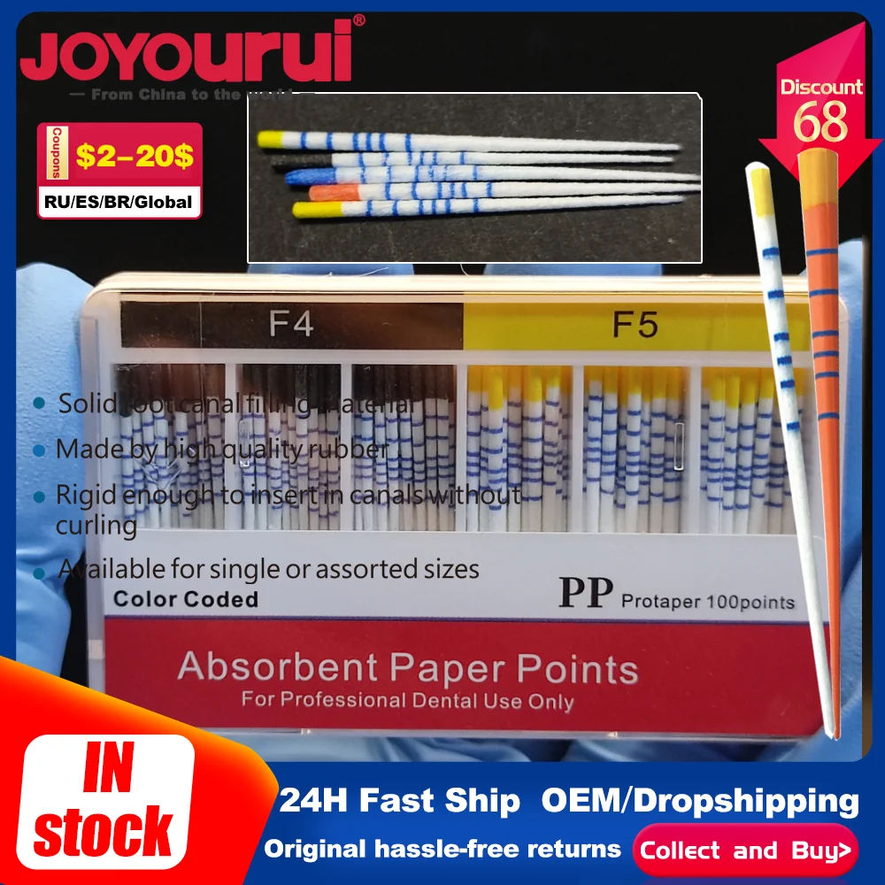 

GP/PP F1-F3 F1 F5Dental Absorbent Paper Points 04 Taper 15-40# Cone Cleaning Root Canal Materials Mark for Endodontics Treatment