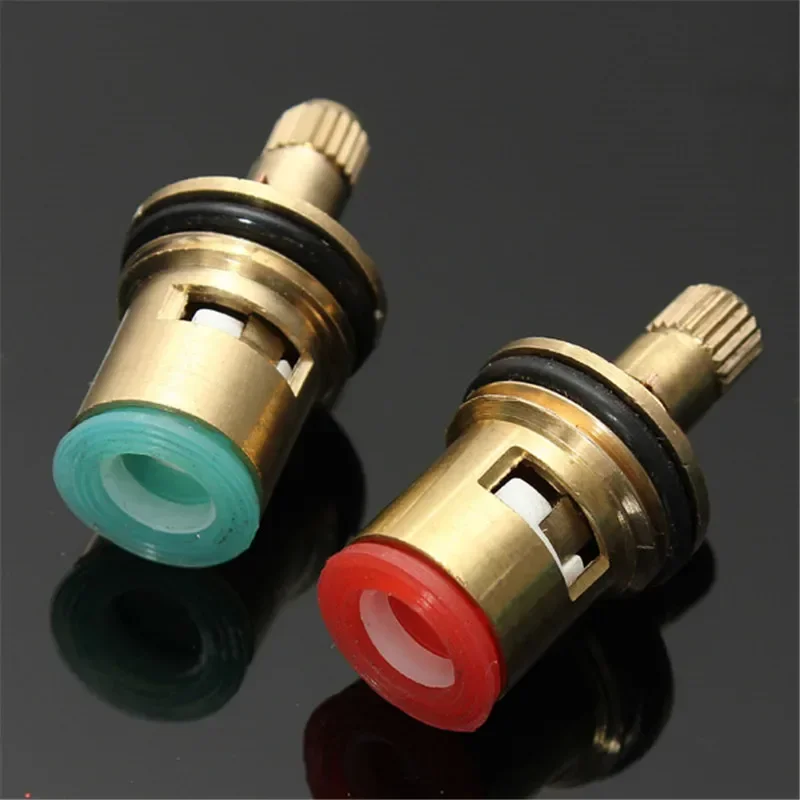 2Pcs Faucet Cartridge Standard 1/2 Thread Ceramic Water Mixer Tap Inner Faucet Disc Valve Replacement Hot and Cold Water