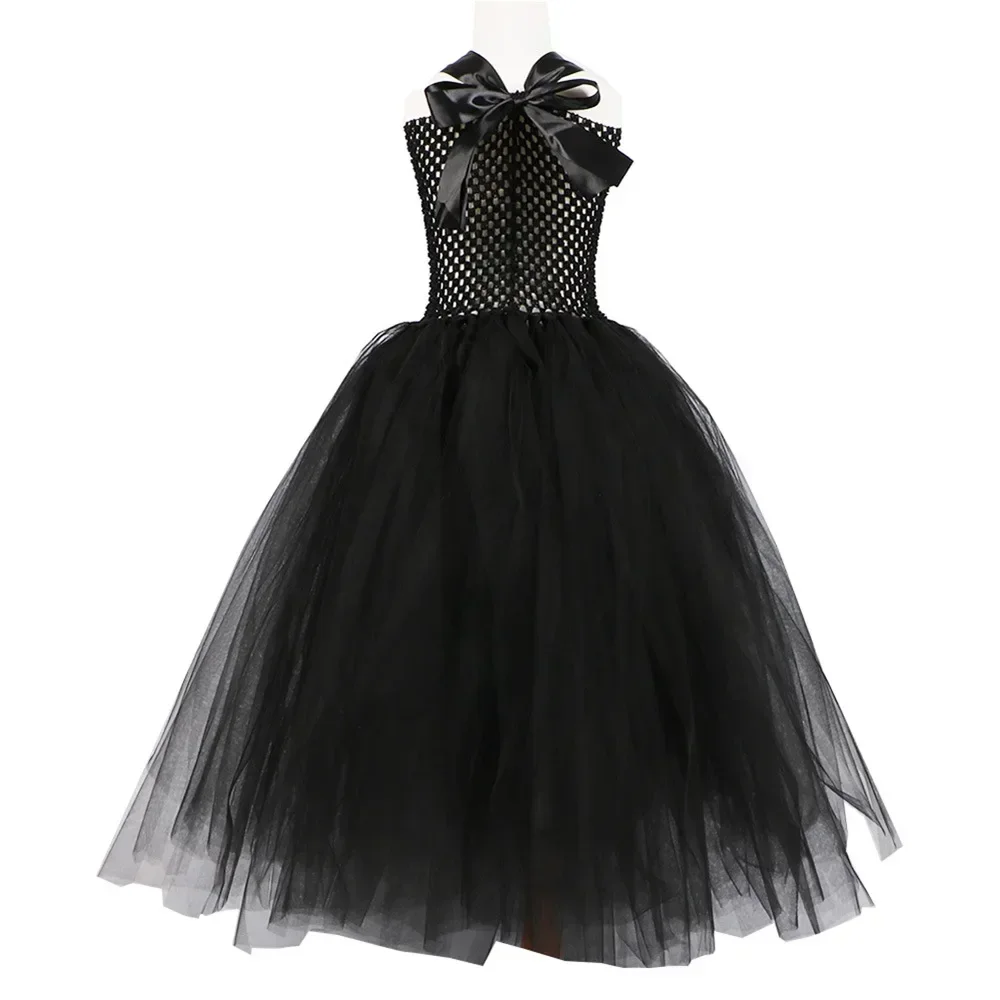 Halloween Mädchen Dunkles Cosplay Tutu-Kleid Kinder Teufel-Kostüm mit Flügeln, Horn-Stirnband und Zepter für Karneval und Kostümparty – Detail 7