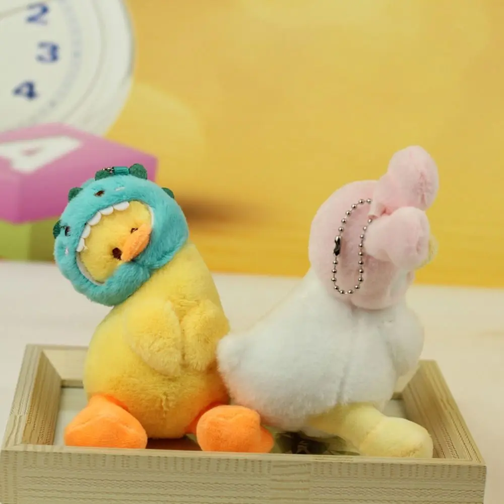 Porte-clés canard jaune en peluche, dessin animé, animaux doux, pendentif de sac de canard, créatif et mignon, pendentif de sac d'école