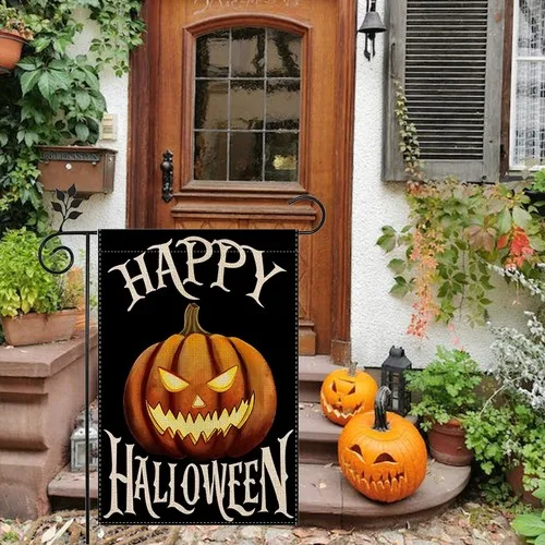 Happy Halloween Decorations Pumpkin Black Garden Yard Flag Outdoor Gift 12