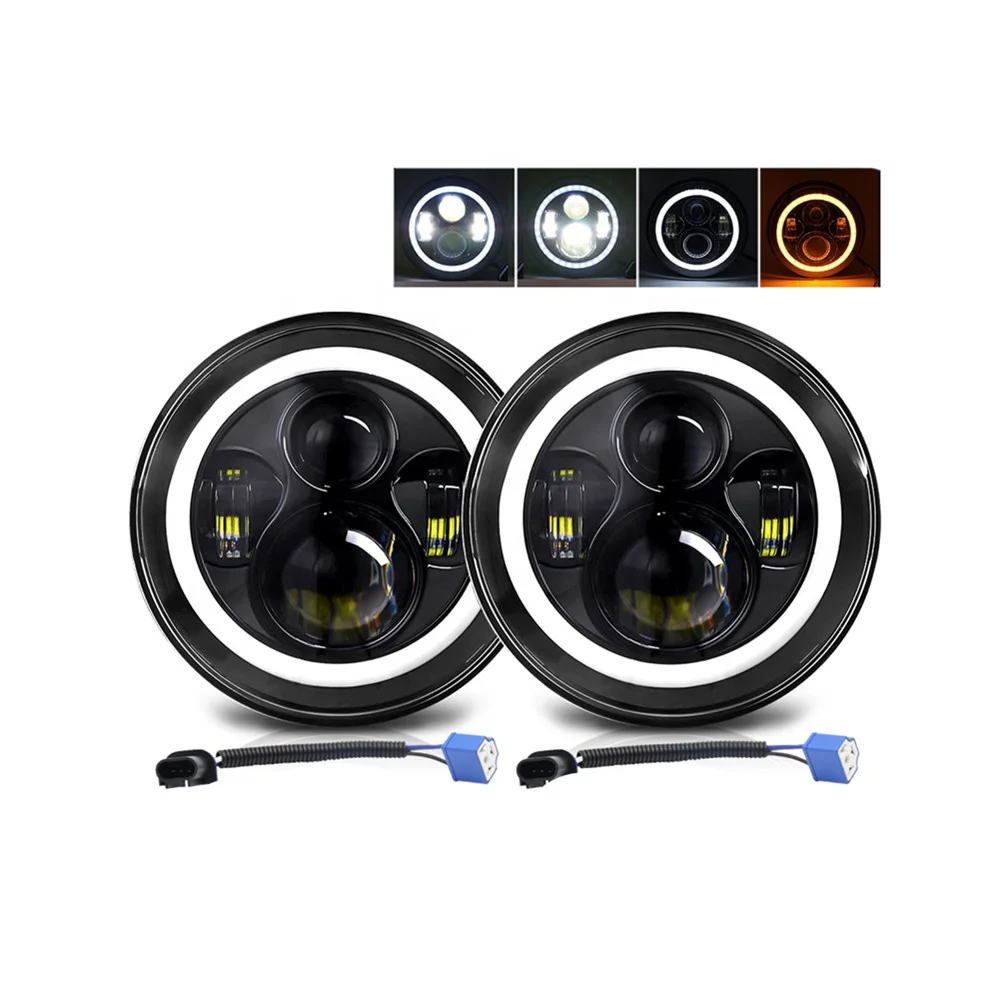 2 قطعة 100 واط 7 ''4X4 LED RGB IP67 بدوره إشارة شاحنة الطرق الوعرة سيارة Led المصباح DRL Led المصابيح الأمامية مع توقيت العنبر