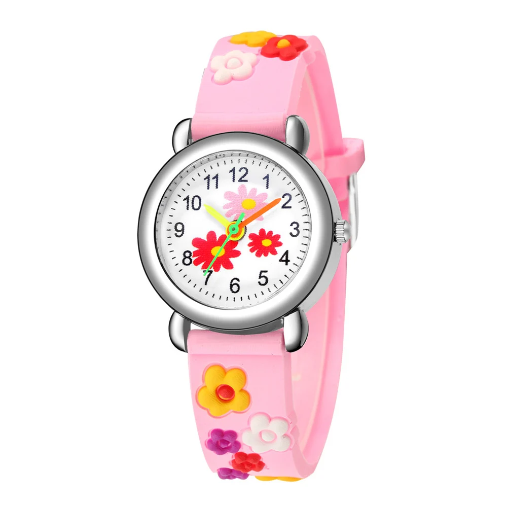 cute sweet flower pattern silicone band Children's cartoon watch