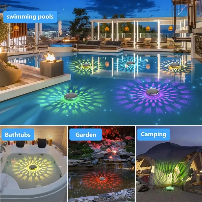 Solar Floating Pool Lights Color Changing Pool Light IPX7 Waterproof with Remote for Pool Pond Hot Tub Wedding Party Decoration