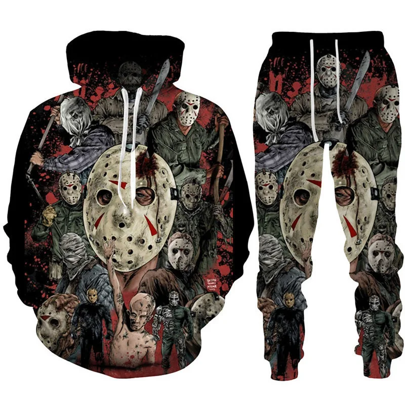 Horror Movie Michael Myers 3d Printed Hoodie+Pants Sweatpants Male Tracksuit Set Fashion Suit Autumn Winter Casual Sweatshirts