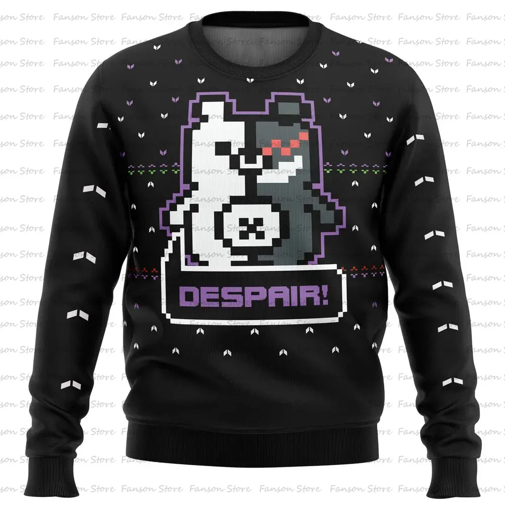 Danganronpa Monokuma Despair Ugly Christmas Sweater 2024 New Fashion Men Pullover Tops Cartoon Anime Women Hoodie Sweatshirt