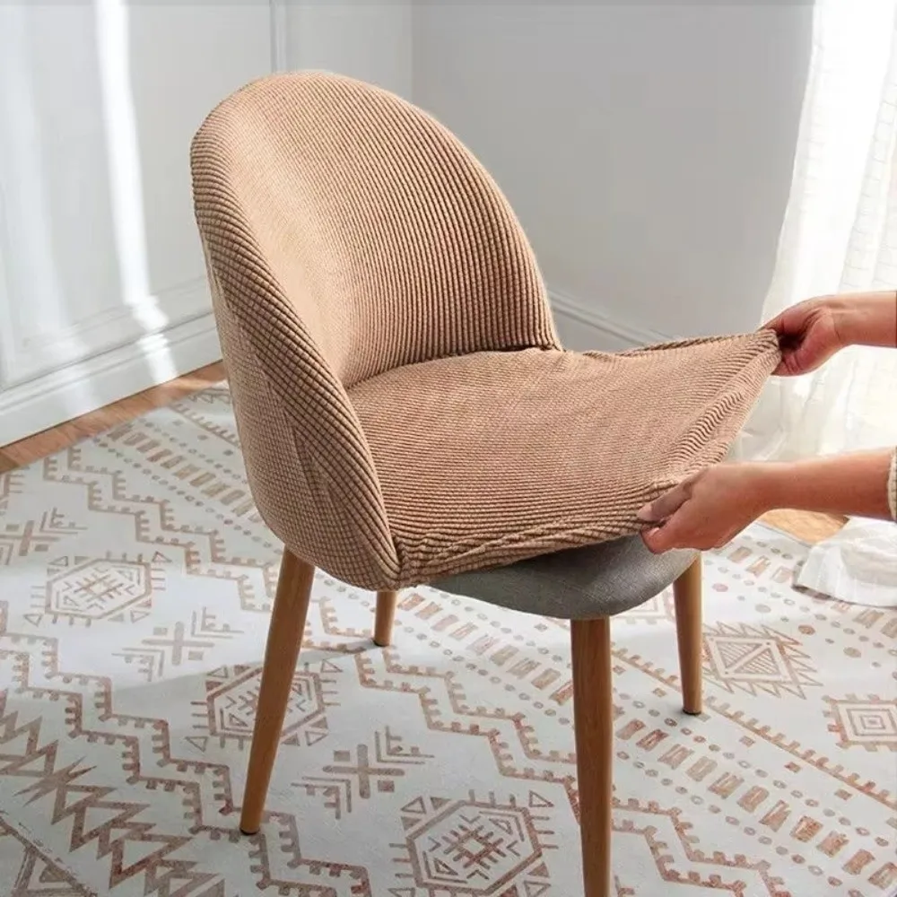 High-elastic Low Back Duckbill Dining Chair Cover Anti-slip Curved Integrated Seat Cover Jacquard Dust-proof Backrest Protector